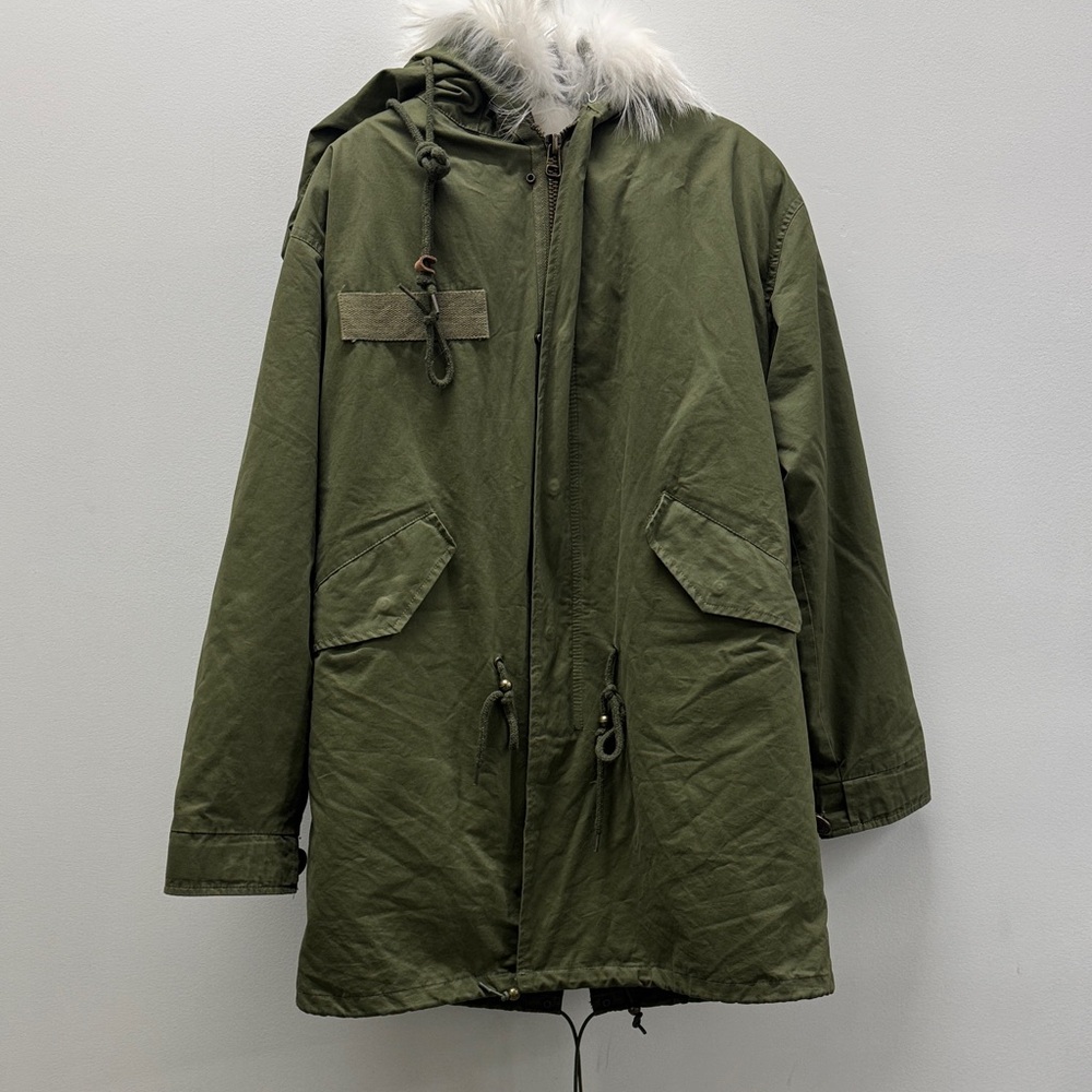 Mr&Mrs Italy Rabbit Fur Olive Green Hooded Parka